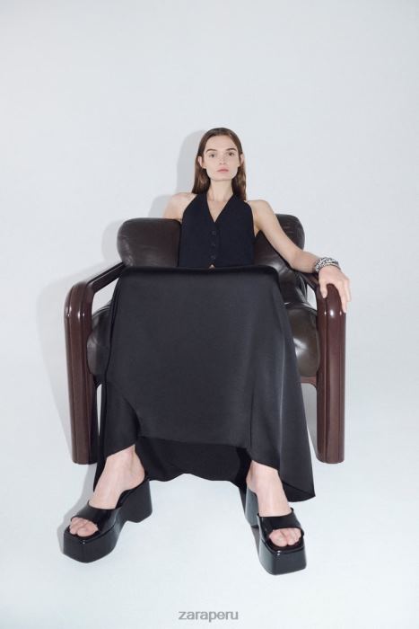 Zara mujer falda larga efecto satinado edición limitada BDP8J660 ropa negro