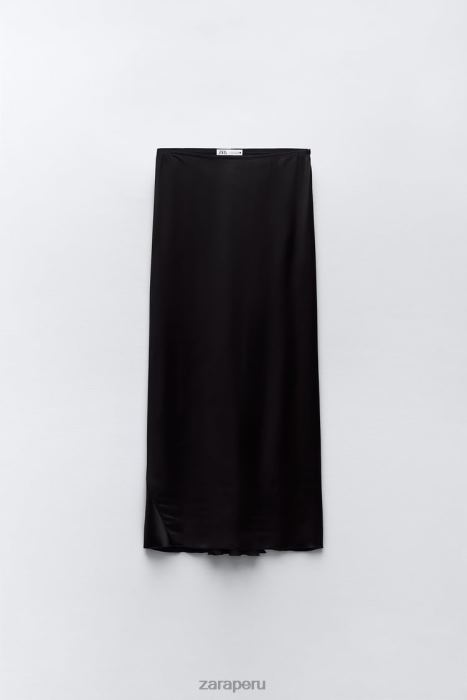 Zara mujer falda larga efecto satinado edición limitada BDP8J660 ropa negro