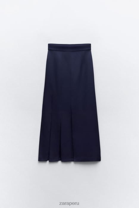 Zara mujer falda midi con aberturas laterales BDP8J654 ropa Azul marino