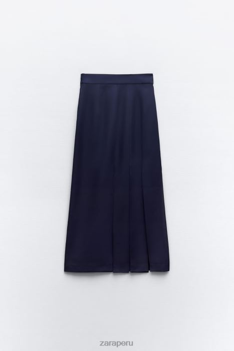 Zara mujer falda midi con aberturas laterales BDP8J654 ropa Azul marino