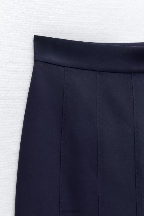 Zara mujer falda midi con aberturas laterales BDP8J654 ropa Azul marino