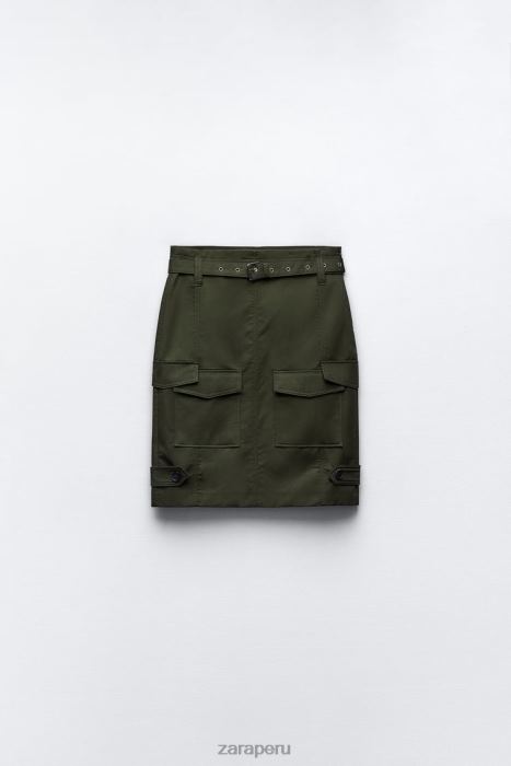 Zara mujer falda midi con bolsillos BDP8J655 ropa caqui medio