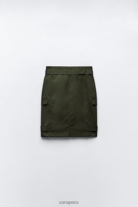 Zara mujer falda midi con bolsillos BDP8J655 ropa caqui medio