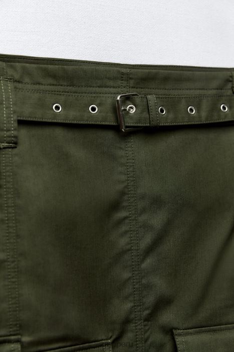 Zara mujer falda midi con bolsillos BDP8J655 ropa caqui medio
