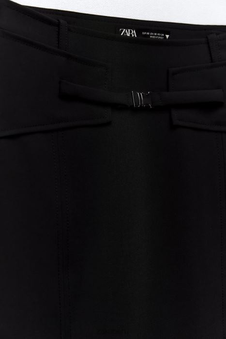Zara mujer falda midi con cinturón BDP8J685 ropa negro