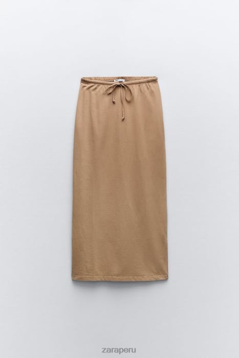 Zara mujer falda midi con efecto lavado BDP8J686 ropa marrón claro