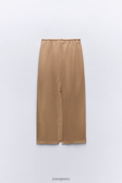 Zara mujer falda midi con efecto lavado BDP8J686 ropa marrón claro