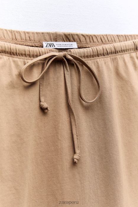 Zara mujer falda midi con efecto lavado BDP8J686 ropa marrón claro