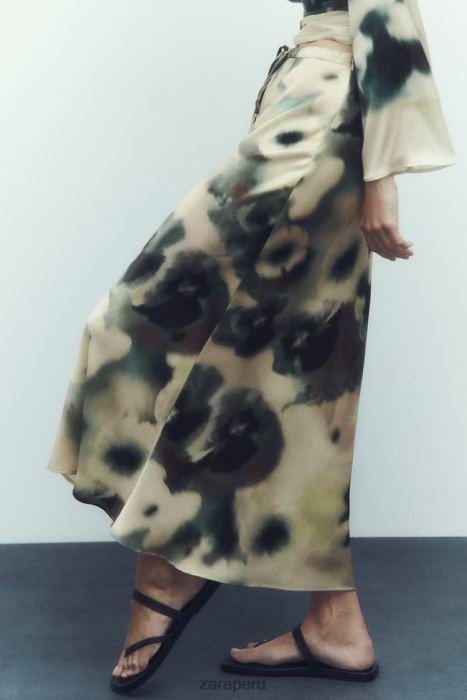 Zara mujer falda midi con efecto satinado y estampado tie-dye BDP8J701 ropa multicolor