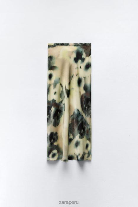 Zara mujer falda midi con efecto satinado y estampado tie-dye BDP8J701 ropa multicolor