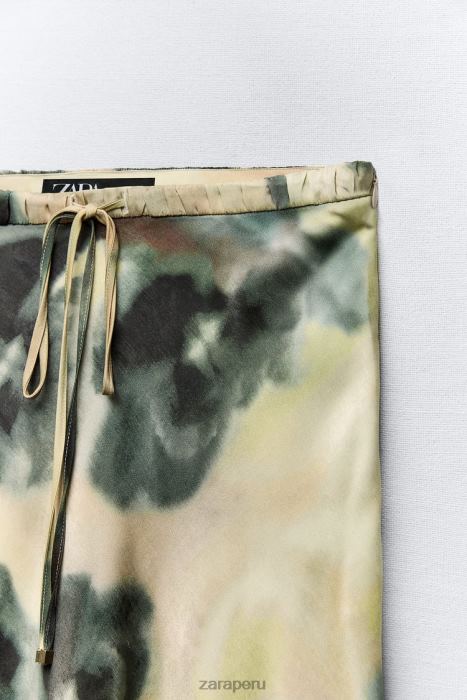 Zara mujer falda midi con efecto satinado y estampado tie-dye BDP8J701 ropa multicolor