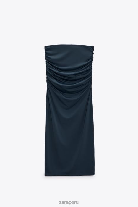 Zara mujer falda midi con fruncido BDP8J705 ropa pato azul