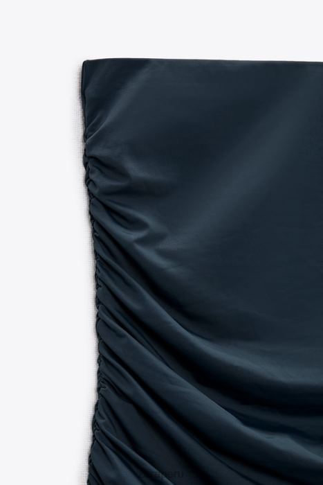 Zara mujer falda midi con fruncido BDP8J705 ropa pato azul