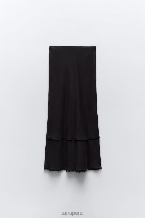 Zara mujer falda midi de lino BDP8J678 ropa gris antracita