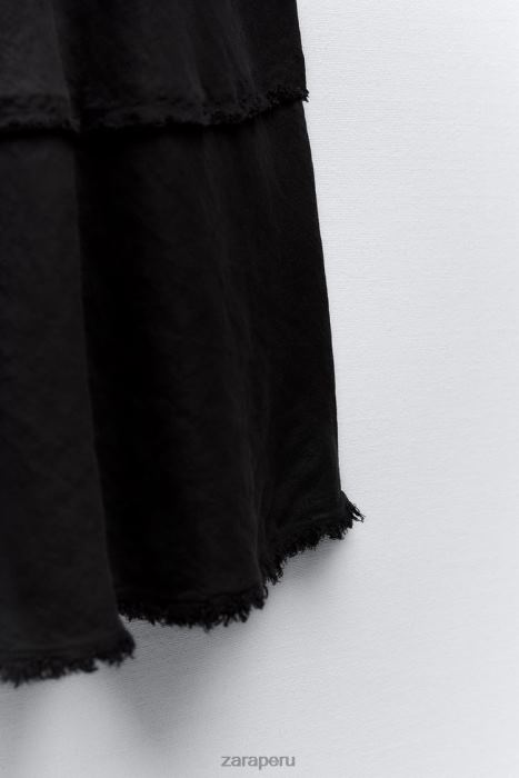 Zara mujer falda midi de lino BDP8J678 ropa gris antracita