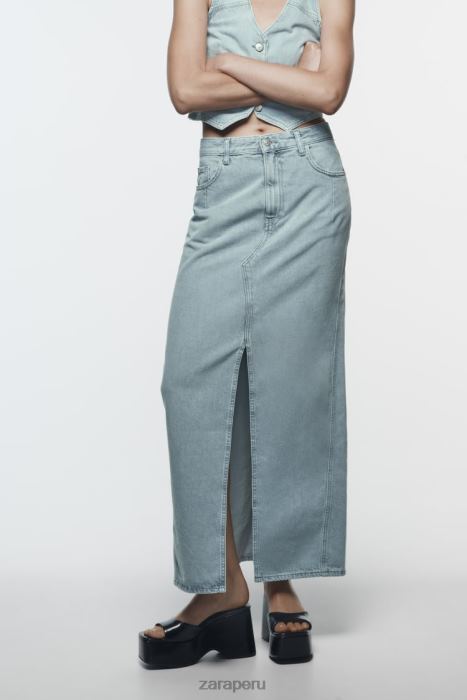 Zara mujer falda midi de mezclilla con abertura delantera z1975 BDP8J693 ropa gris