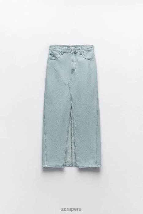 Zara mujer falda midi de mezclilla con abertura delantera z1975 BDP8J693 ropa gris