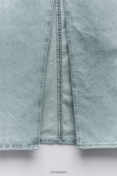 Zara mujer falda midi de mezclilla con abertura delantera z1975 BDP8J693 ropa gris