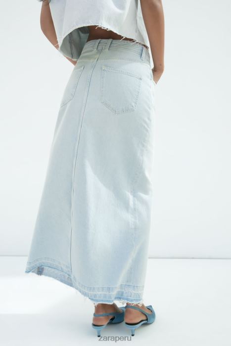 Zara mujer falda midi de mezclilla con abertura z1975 BDP8J695 ropa azul claro