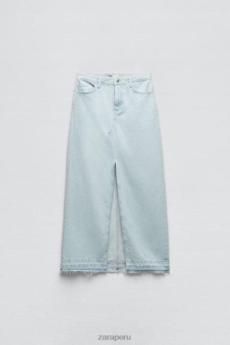 Zara mujer falda midi de mezclilla con abertura z1975 BDP8J695 ropa azul claro