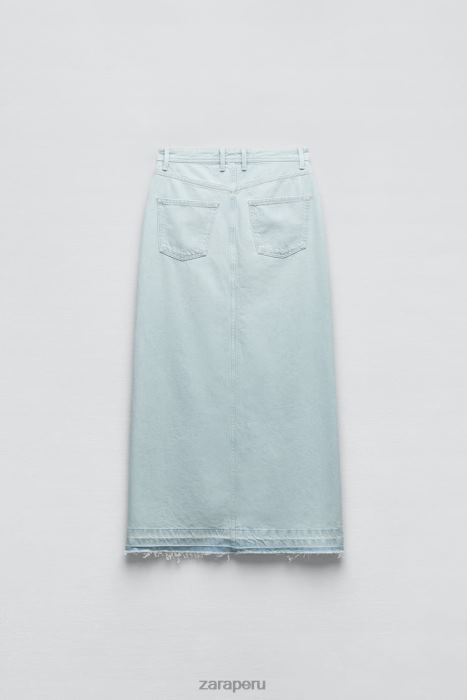 Zara mujer falda midi de mezclilla con abertura z1975 BDP8J695 ropa azul claro