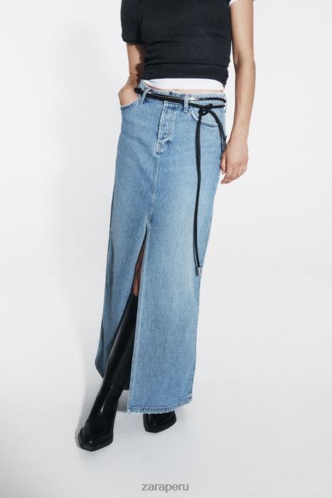 Zara mujer falda midi de mezclilla z1975 BDP8J640 ropa azul medio