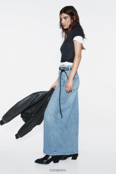 Zara mujer falda midi de mezclilla z1975 BDP8J640 ropa azul medio