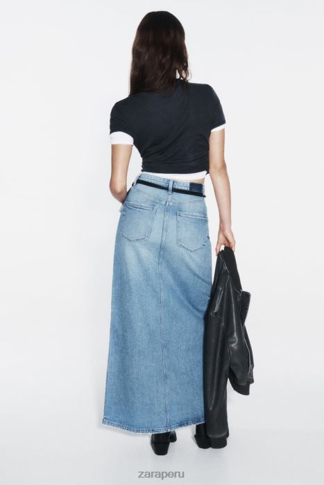 Zara mujer falda midi de mezclilla z1975 BDP8J640 ropa azul medio