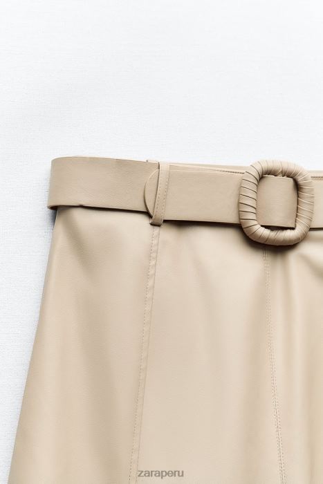 Zara mujer falda midi de piel sintética BDP8J638 ropa arena