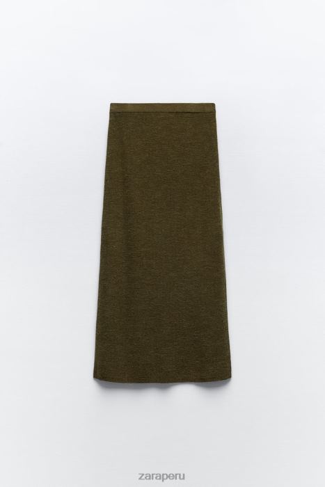 Zara mujer falda midi de punto BDP8J641 ropa oliva oscuro