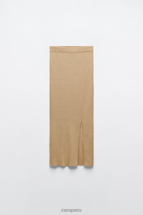 Zara mujer falda midi de punto con hilo metalizado BDP8J720 ropa dorado