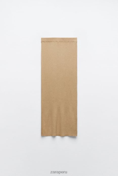 Zara mujer falda midi de punto con hilo metalizado BDP8J720 ropa dorado