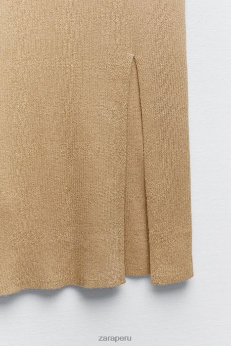 Zara mujer falda midi de punto con hilo metalizado BDP8J720 ropa dorado