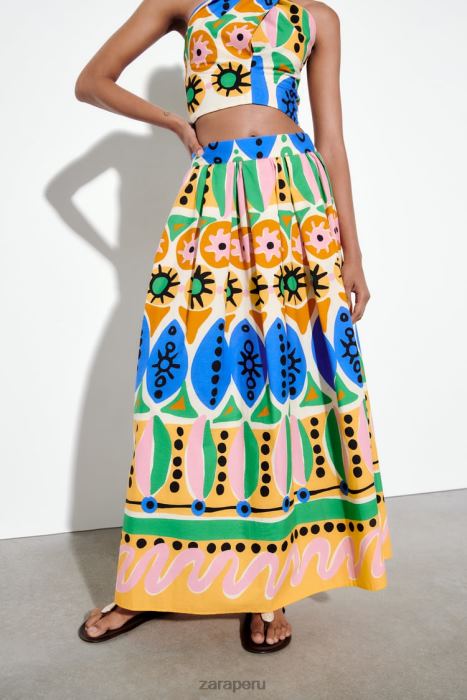 Zara mujer falda midi estampada BDP8J653 ropa multicolor