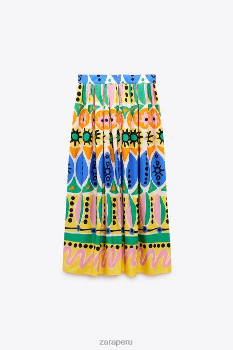 Zara mujer falda midi estampada BDP8J653 ropa multicolor