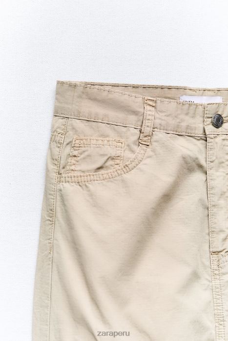 Zara mujer falda midi tipo cargo BDP8J665 ropa camello claro
