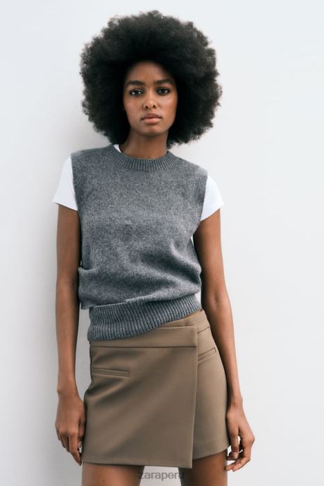 Zara mujer falda pantalón asimétrica BDP8J529 ropa marrón/topo