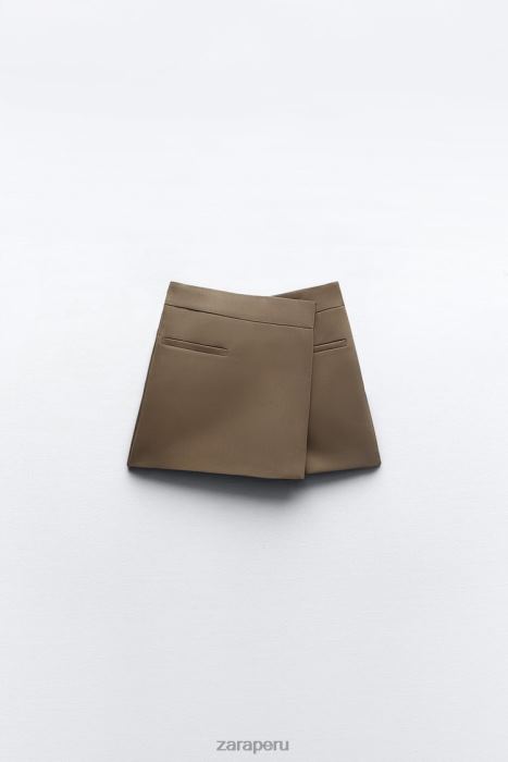 Zara mujer falda pantalón asimétrica BDP8J529 ropa marrón/topo