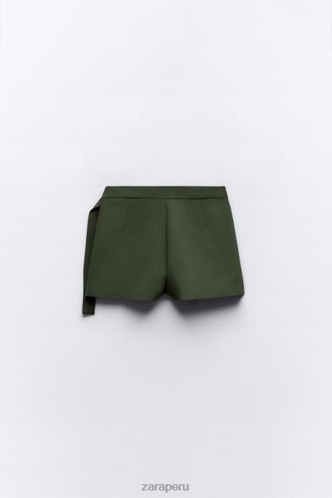 Zara mujer falda pantalón cargo con cinturón BDP8J542 ropa caqui oscuro