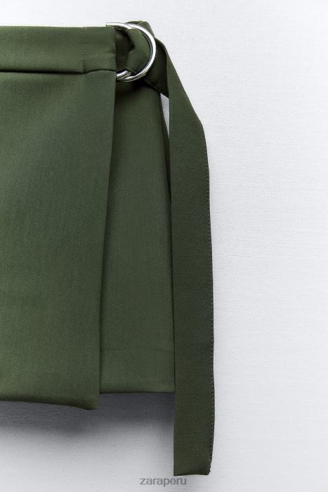 Zara mujer falda pantalón cargo con cinturón BDP8J542 ropa caqui oscuro