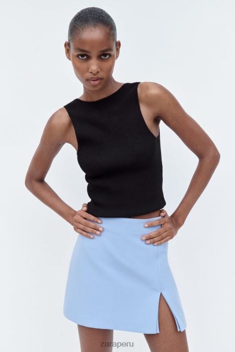Zara mujer falda pantalón con aberturas BDP8J536 ropa azul claro