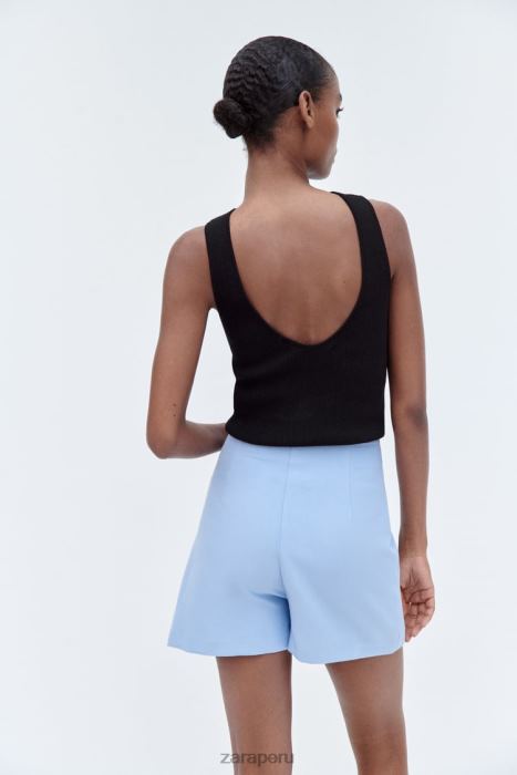 Zara mujer falda pantalón con aberturas BDP8J536 ropa azul claro