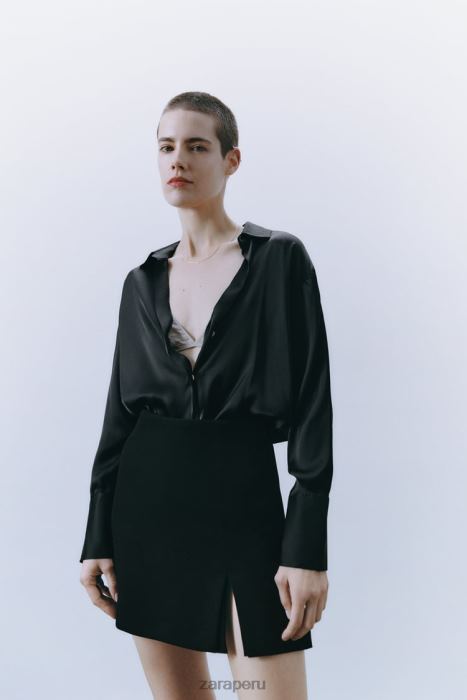 Zara mujer falda pantalón con aberturas BDP8J598 ropa negro