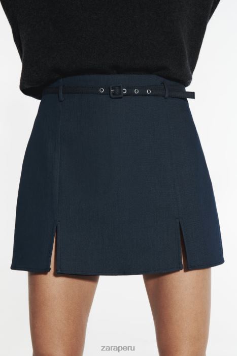 Zara mujer falda pantalón con cinturón BDP8J608 ropa índigo