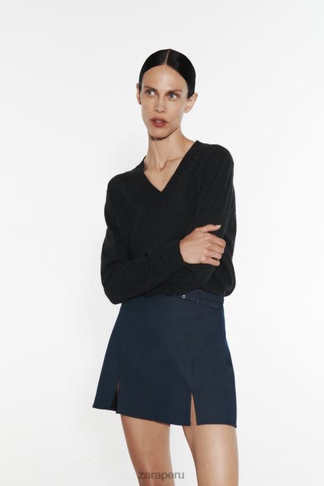 Zara mujer falda pantalón con cinturón BDP8J608 ropa índigo