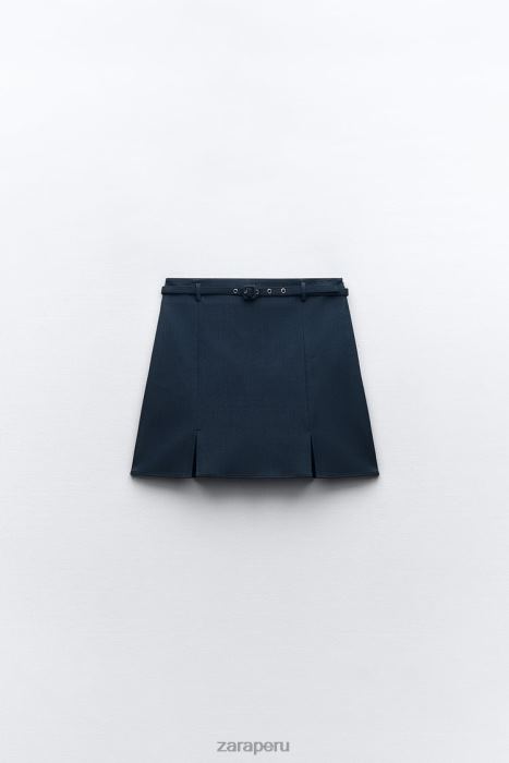Zara mujer falda pantalón con cinturón BDP8J608 ropa índigo