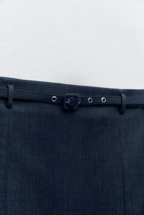 Zara mujer falda pantalón con cinturón BDP8J608 ropa índigo