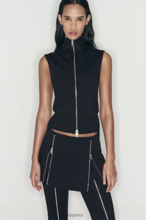 Zara mujer falda pantalón con cremallera BDP8J550 ropa negro