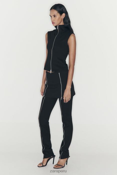 Zara mujer falda pantalón con cremallera BDP8J550 ropa negro