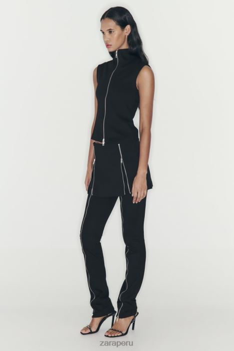 Zara mujer falda pantalón con cremallera BDP8J550 ropa negro